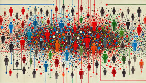 An illustration that visualizes the social fragmentation in our society